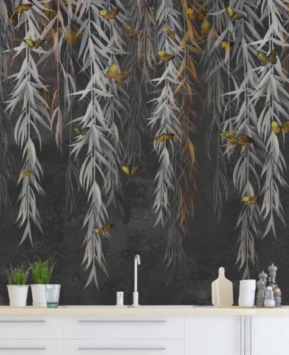 mørke blader og sommerfugler tapet mørke blader og sommerfugler tapet