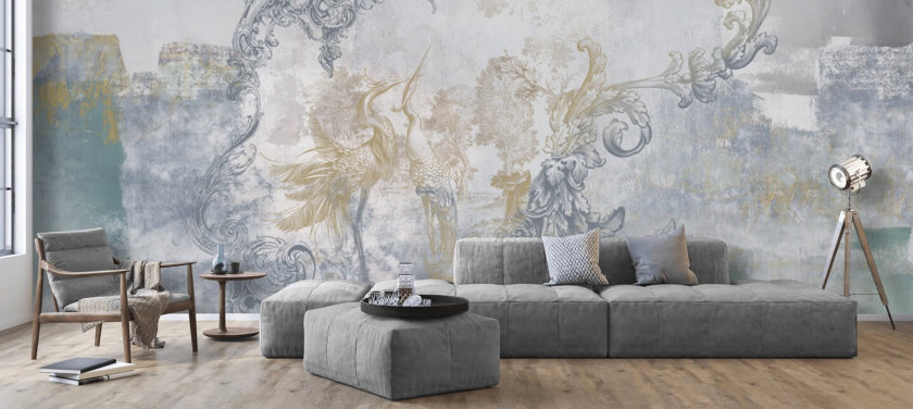 pale antique bird wallpaper