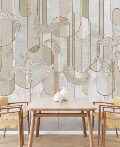 nøytral beige og salvie grønn art deco tapet nøytral beige og salvie grønn art deco tapet