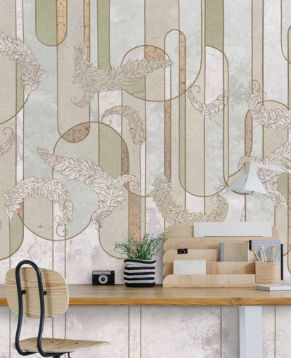 neutraali beige ja salvia vihreä art deco tapetti neutraali beige ja salvia vihreä art deco tapetti