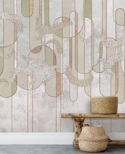 neutraal beige en saliegroen art deco behang neutraal beige en saliegroen art deco behang