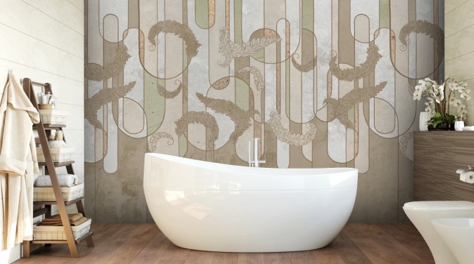 neutral brown art deco wallpaper