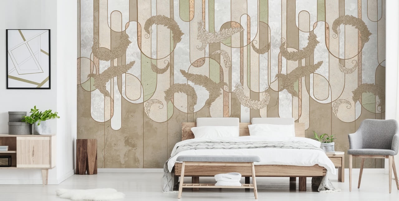 neutraali ruskea art deco tapetti