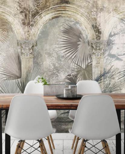 dark grey tropical plants and ancient pillars wallpaper dark grey tropical plants and ancient pillars wallpaper