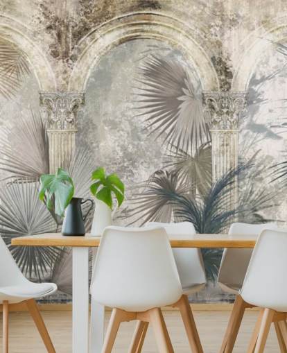 dark grey tropical plants and ancient pillars wallpaper dark grey tropical plants and ancient pillars wallpaper