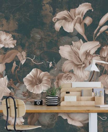 flores rosa empoeiradas contra papel de parede de fundo escuro flores rosa empoeiradas contra papel de parede de fundo escuro