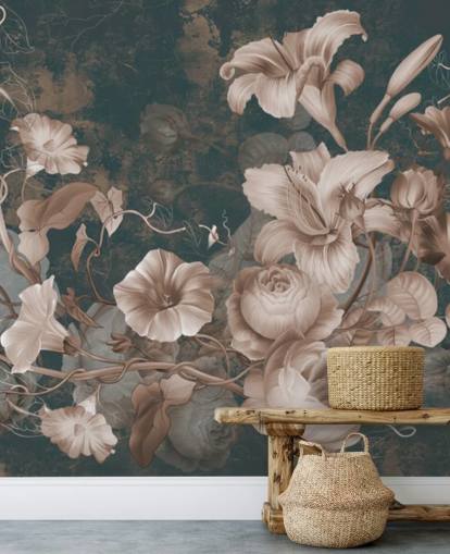 dusty pink flowers against dark background wallpaper dusty pink flowers against dark background wallpaper