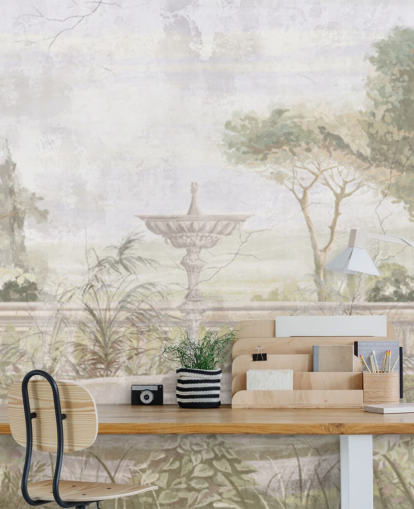 light green aged garden painting wallpaper light green aged garden painting wallpaper