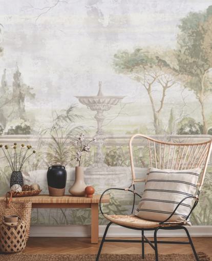 light green aged garden painting wallpaper light green aged garden painting wallpaper