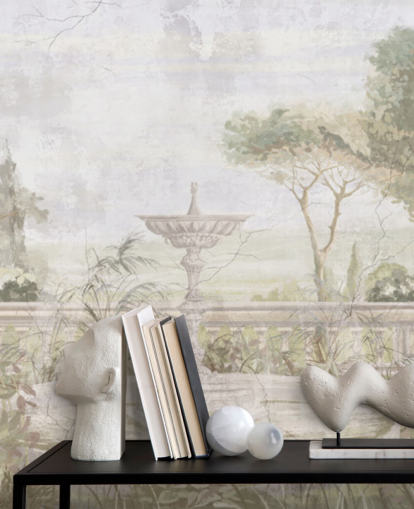 light green aged garden painting wallpaper light green aged garden painting wallpaper