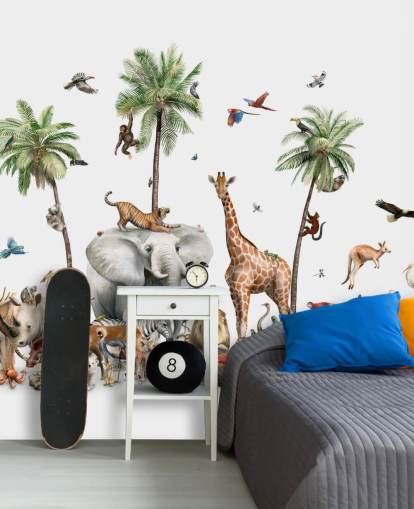 behang wilde dieren onder palmbomen behang wilde dieren onder palmbomen