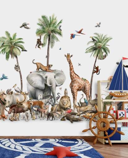 behang wilde dieren onder palmbomen behang wilde dieren onder palmbomen