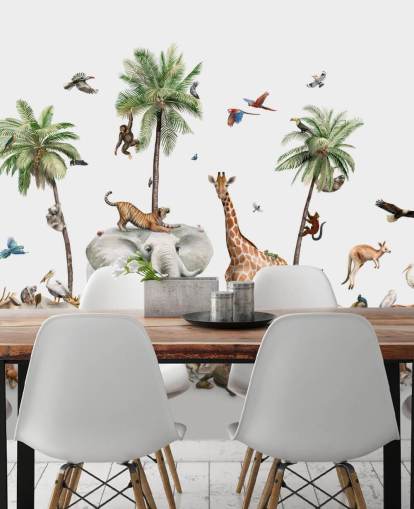 behang wilde dieren onder palmbomen behang wilde dieren onder palmbomen