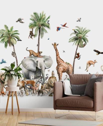 behang wilde dieren onder palmbomen behang wilde dieren onder palmbomen