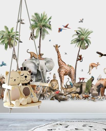 papier peint animaux sauvages sous les palmiers papier peint animaux sauvages sous les palmiers