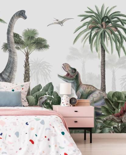 dinosaurussen in jungle behang dinosaurussen in jungle behang