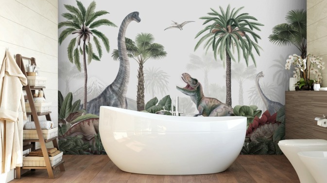 dinosaurer i jungle tapet