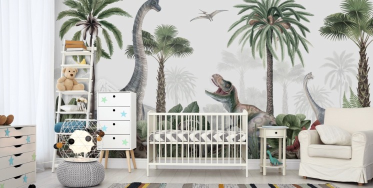 dinosaurs in jungle wallpaper