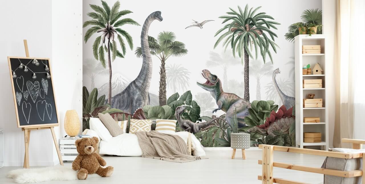 dinosaurer i jungle tapet