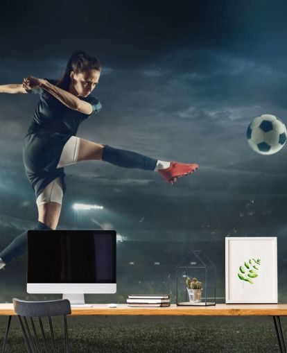 football wallpaper mural called On The Volley for kids bedrooms, sports clubs and schools football wallpaper mural called On The Volley for kids bedrooms, sports clubs and schools