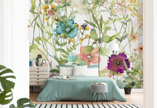 papel pintado floral colorido