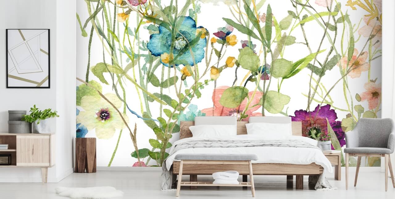 farverige blomster tapet