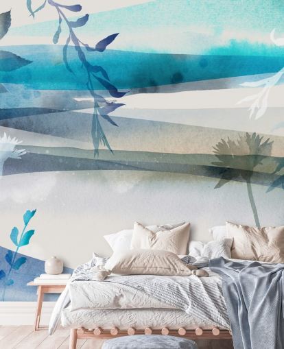 carta da parati paesaggio acquerello blu, bianco e grigio carta da parati paesaggio acquerello blu, bianco e grigio