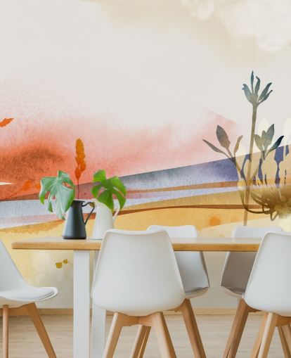 orange, gul og blå tonet abstrakt strand tapet orange, gul og blå tonet abstrakt strand tapet