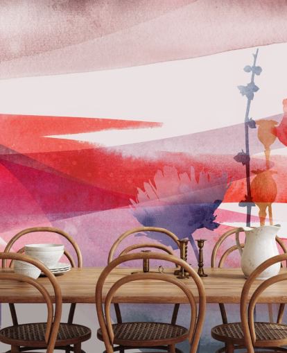 carta da parati acquerello floreale rosso e viola carta da parati acquerello floreale rosso e viola