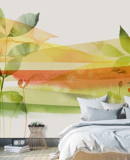 orange und grüne Naturtapete orange und grüne Naturtapete