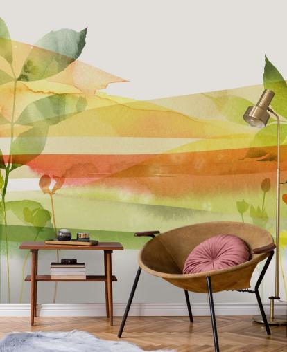 papel pintado naturaleza naranja y verde papel pintado naturaleza naranja y verde