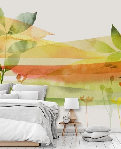 papel pintado naturaleza naranja y verde papel pintado naturaleza naranja y verde