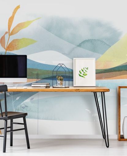 oransje og blå abstrakt innsjø tapet oransje og blå abstrakt innsjø tapet