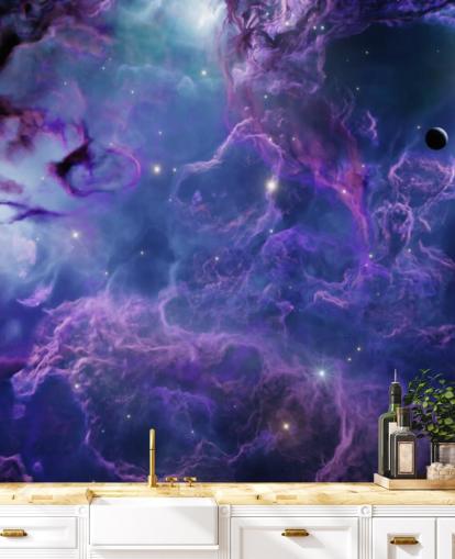 Tiefviolette und dunkelblaue Weltraumnebeltapete Tiefviolette und dunkelblaue Weltraumnebeltapete