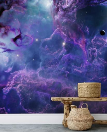 Papel pintado de nebulosas espaciales de color morado oscuro y azul oscuro Papel pintado de nebulosas espaciales de color morado oscuro y azul oscuro
