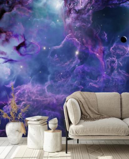 Papel de parede nebular espacial roxo profundo e azul escuro Papel de parede nebular espacial roxo profundo e azul escuro