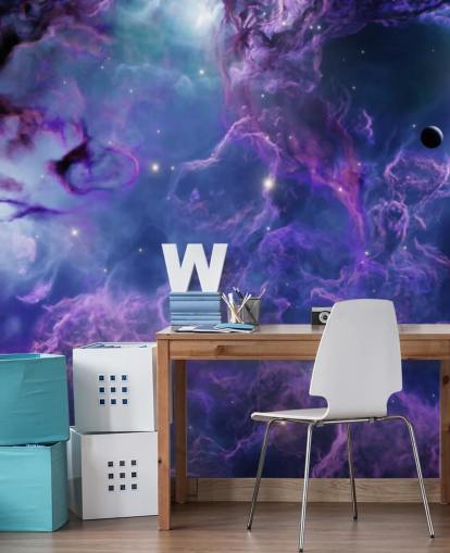 Tiefviolette und dunkelblaue Weltraumnebeltapete Tiefviolette und dunkelblaue Weltraumnebeltapete