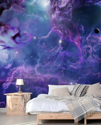 Tiefviolette und dunkelblaue Weltraumnebeltapete Tiefviolette und dunkelblaue Weltraumnebeltapete