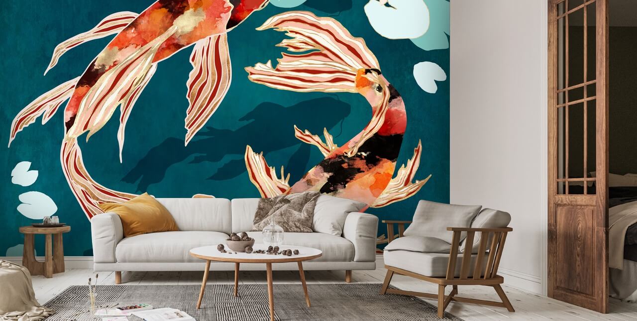 Metallic Koi VII Wall Mural | Wallsauce US