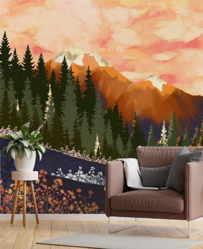 Rolling Hills with Forest Trees And Distant Mountains Rolling Hills with Forest Trees And Distant Mountains