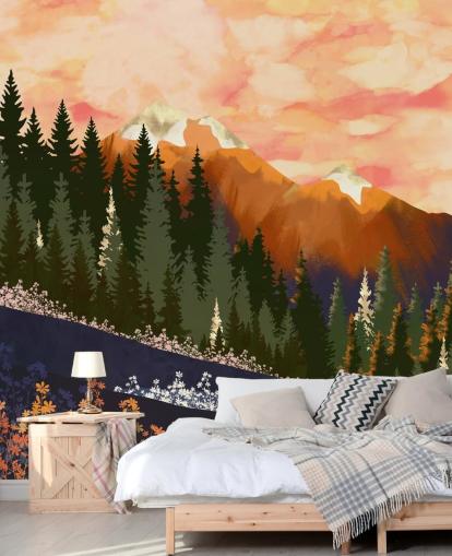 collines vallonnées avec des arbres forestiers et des montagnes lointaines collines vallonnées avec des arbres forestiers et des montagnes lointaines