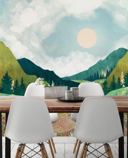 Färgglada våräng och gröna berg Färgglada våräng och gröna berg