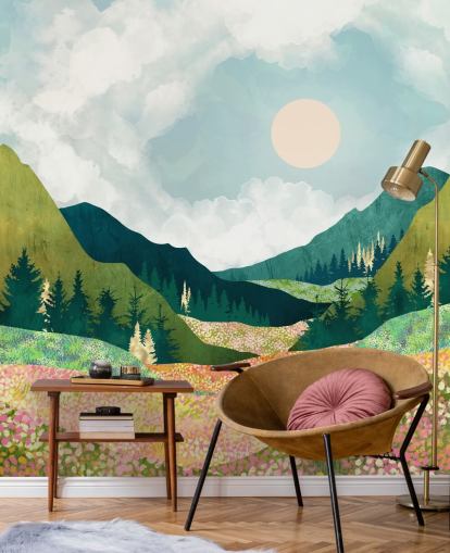 Bunte Frühlingswiese und grüne Berge Bunte Frühlingswiese und grüne Berge