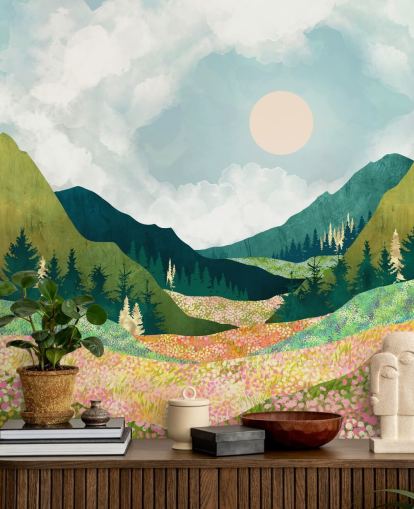 Colourful Spring Meadow and Green Mountains Colourful Spring Meadow and Green Mountains