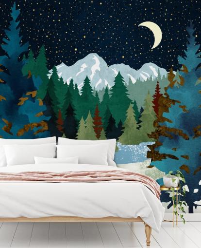 Forest Fox sad og så op på nattehimlen Forest Fox sad og så op på nattehimlen