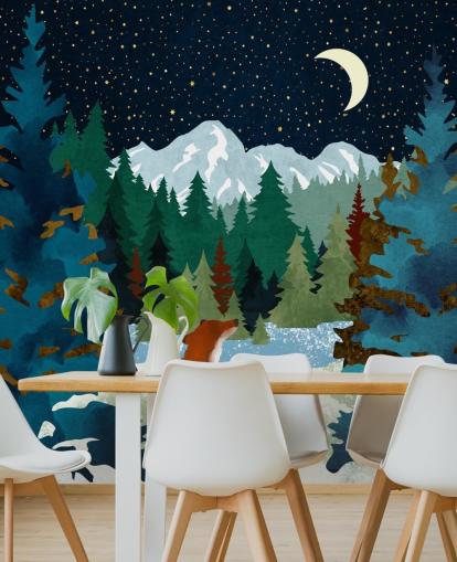 Forest Fox était assis à regarder le ciel nocturne Forest Fox était assis à regarder le ciel nocturne