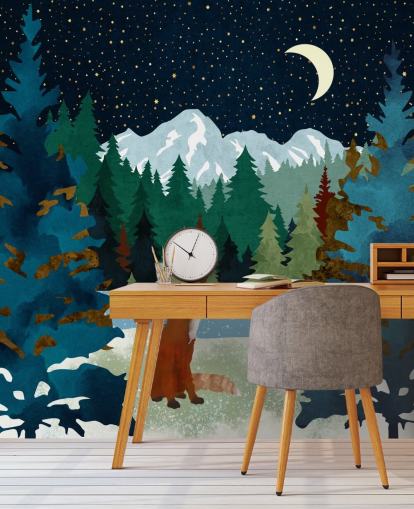 Forest Fox satt og så opp på nattehimmelen Forest Fox satt og så opp på nattehimmelen