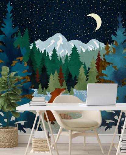 Forest Fox Sat Looking Up At the Night Sky Forest Fox Sat Looking Up At the Night Sky