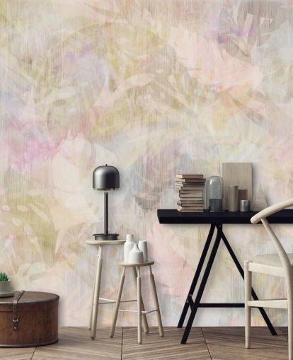 Motif aquarelle beige et violet avec des arbres délavés violets et verts Motif aquarelle beige et violet avec des arbres délavés violets et verts