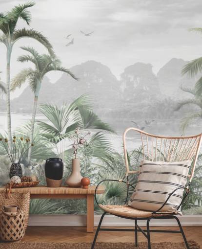 vihreä viidakon taustakuvamaalaus nimeltä Jungle Paradise Wallsaucessa makuuhuoneisiin, olohuoneisiin ja käytäviin vihreä viidakon taustakuvamaalaus nimeltä Jungle Paradise Wallsaucessa makuuhuoneisiin, olohuoneisiin ja käytäviin